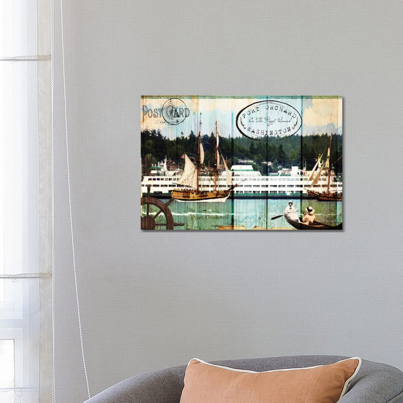 Tall Ships On The Sound by Sandy Lloyd - Wrapped Canvas Print, 66.04 cm H x 45.72 cm W x 3.175 cm D