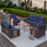 Melvarn 7-Person Wicker Patio Conversation Sets Outdoor Seating Group With Cushions