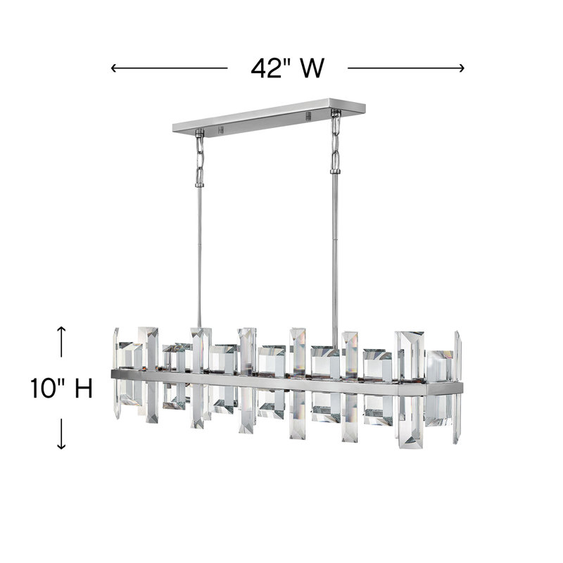 Lustre de luxe linéaire à huit lumières Odette - Cristal taillé émeraude, Nickel poli