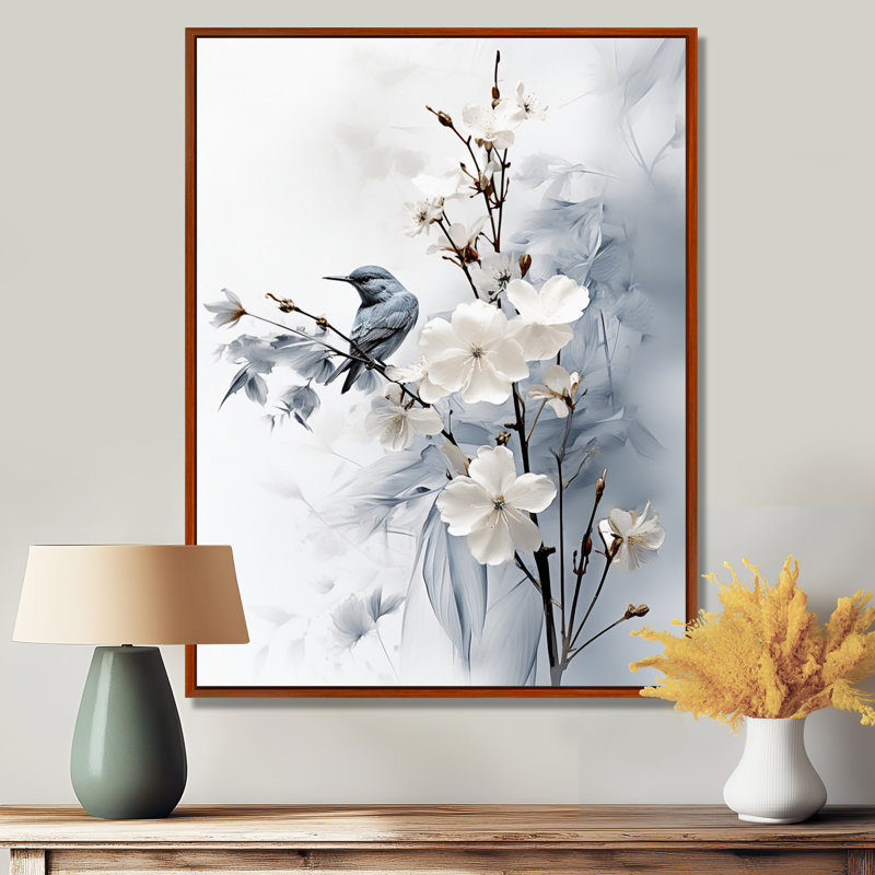 Hoppert Asian Art Apple Blossom Sumi VI - art mural asiatique, H 20 po x l 12 po x P 1 po, Cadre flottant brun