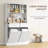 68" Kitchen Pantry Storage Cabinet with Charging Station, 2 Tilt Out Trash Cabinets and Microwave Stand, Freestanding Kitchen Hutch with Glass Doors and Adjustable Shelf, White-1360092645