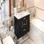 Meuble-lavabo mural avec lavabo en résine, armoire de rangement flottante avec 2 tiroirs, armoire de salle de bain en bois massif-1566483342