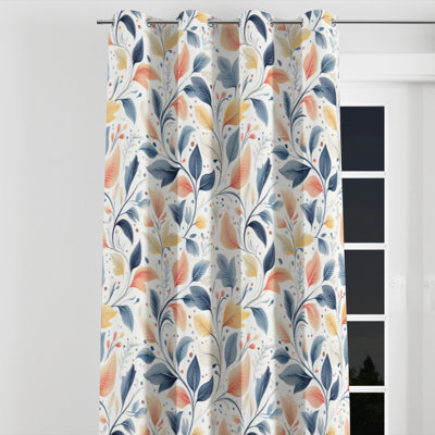 Rideaux occultant Boho - rideau à œillets à motif cachemire botanique orange - 1 panneau