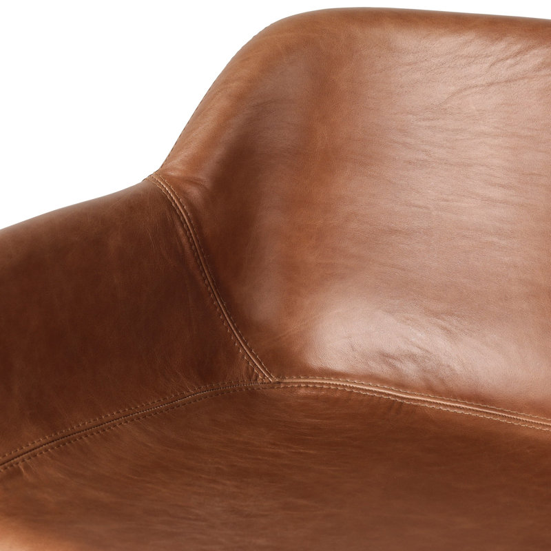 Hannah Swivel Stool, Bar Stool (30.5" Seat Height), Sonoma Chestnut/Genuine Leather, Amber Ash