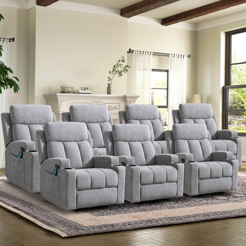 Dartee 33.07"W Manual Massage Recliner Chair With Heating Function & Dual Cup Holders - Soft Microfiber Home Theater Seating
