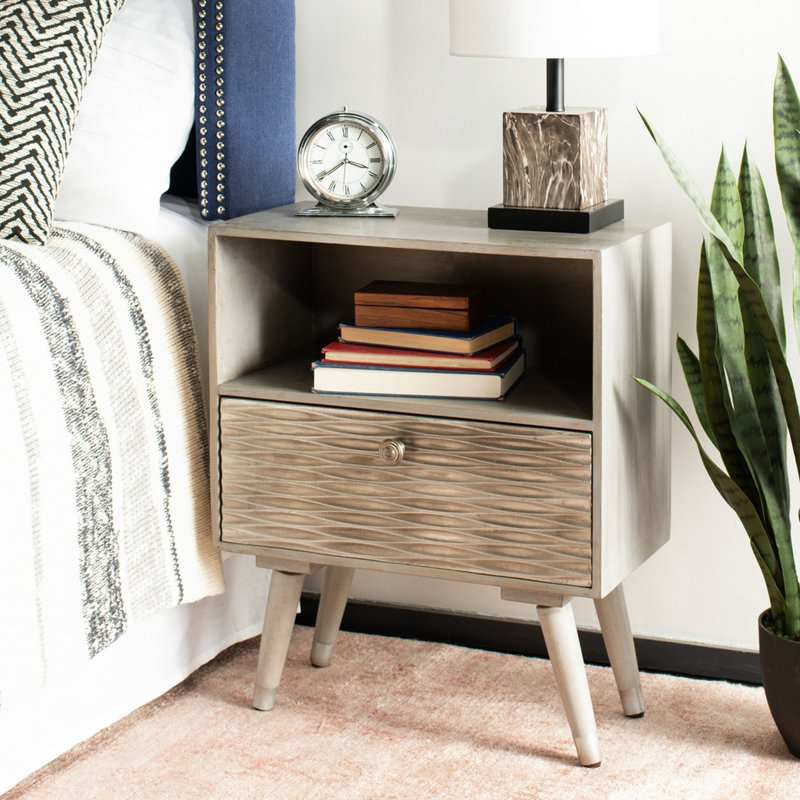 Table de chevet 20 po Elegant & Modern Goins - Noyer gris Mid-Century
