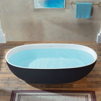 Freestanding Solid Surface Stone Resin Bathtub with Overflow