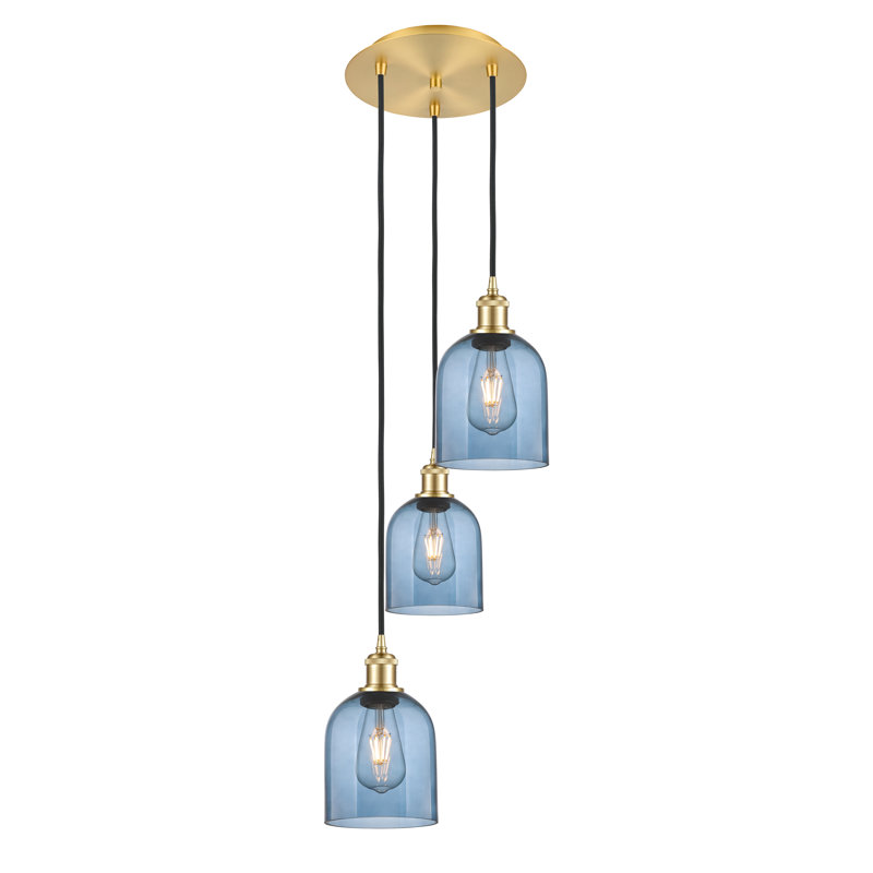 Odaniel 3 - Light Cluster Pendant, Princess Blue, Satin Gold