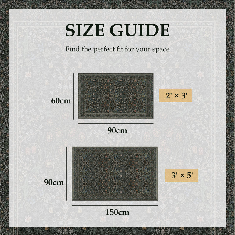 Tapis de porte Alora Vintage Floral à profil bas antidérapant pour intérieur/extérieur, L 24 po x L 36 po