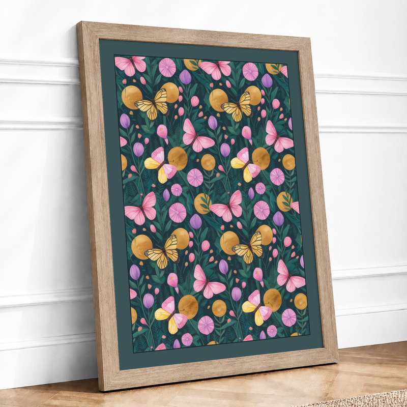Scattered Fruit Garden Modern - Framed Print, A1 - 84.1 x 59.4 cm, Oak
