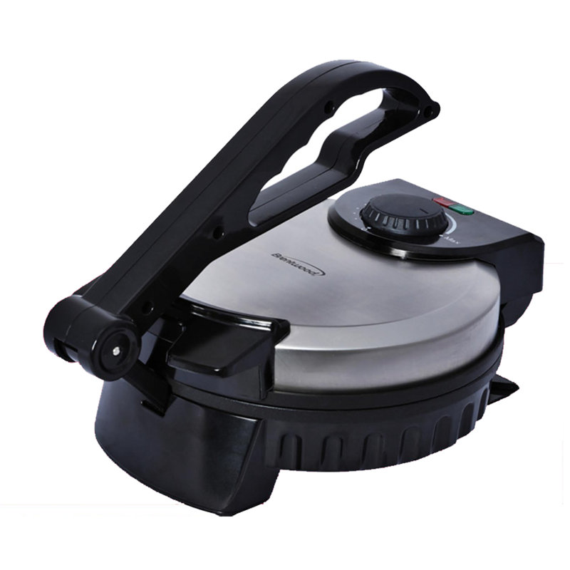 Brentwood 8 in. Die Cast Aluminium Non Stick Tortilla Press or Roti Maker Sandwich Maker & Panini Press with Lid