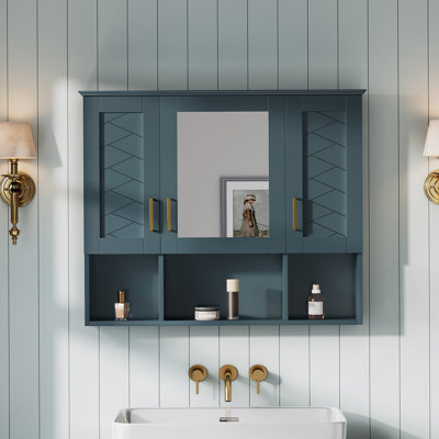 Armoire murale avec tablettes réglables, portes à fermeture en douceur pour la salle de bain
