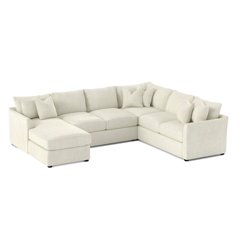 Cecelia 119" W Sinuous Springs 6-Person 3-Piece U-Shaped Sectional, Conversation Pearl Basketweave, Left Hand Facing