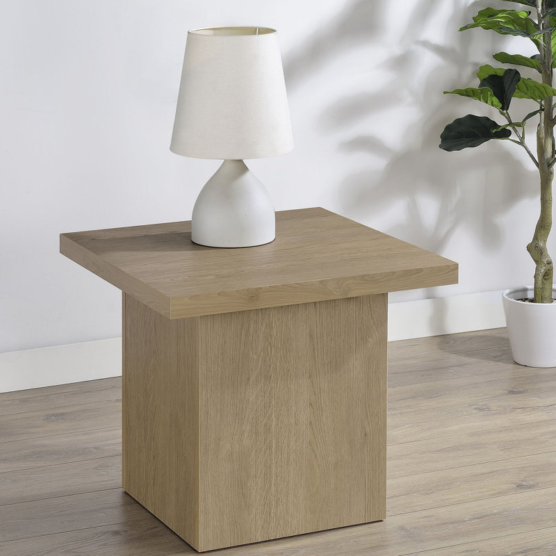 Table de bout carrée en bois d'ingénierie, Brun