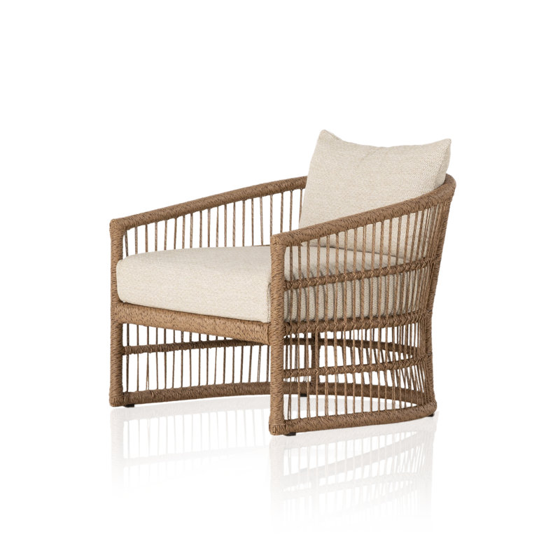 Chaise de patio avec coussins Saya, Coussin sable Faye / structure brune