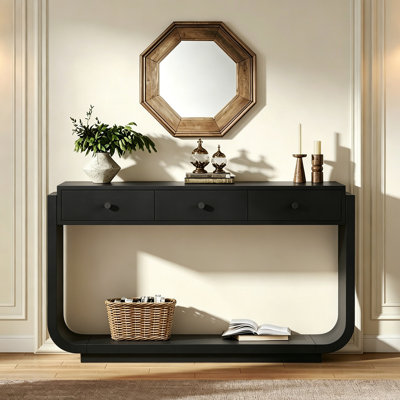 Retro 3-Drawer Console Table With Display Shelf