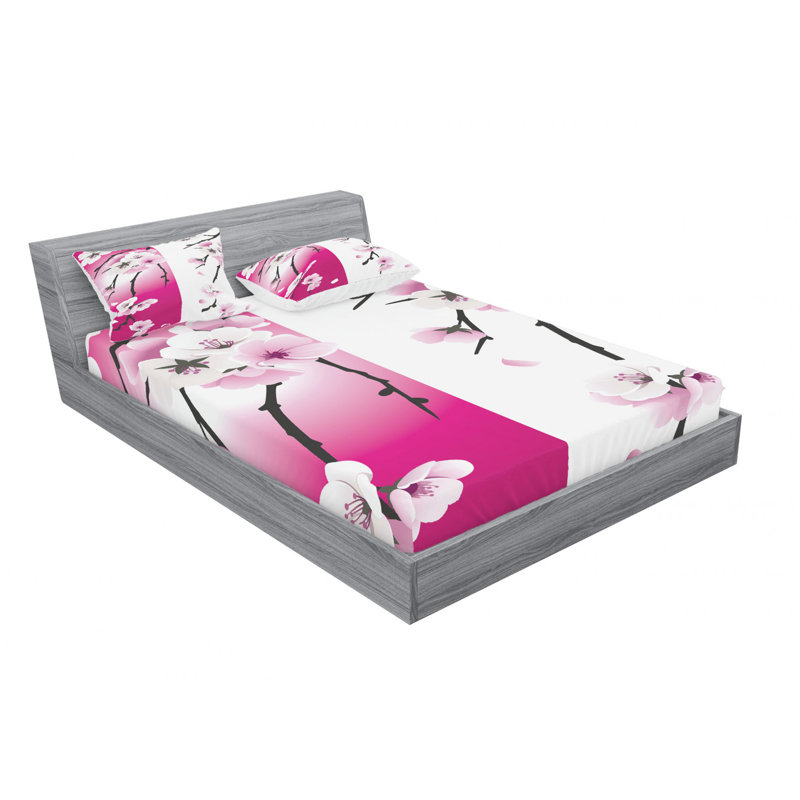 Ensemble de draps d’abricots sur différents tôles à fleurs, Ensemble de draps pour lit double avec un drap-hou