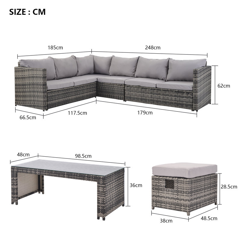 Abbygaile 8 Seater Rattan Corner Sofa Set