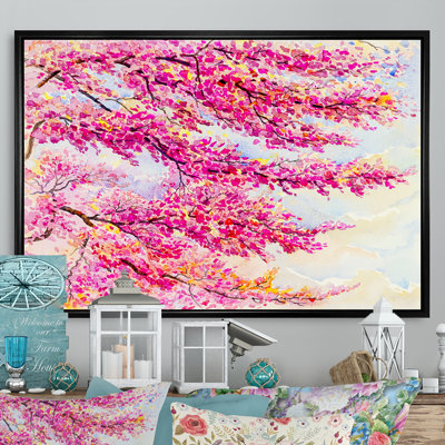 Arbre rose coloré - reproduction sur toile flottante
