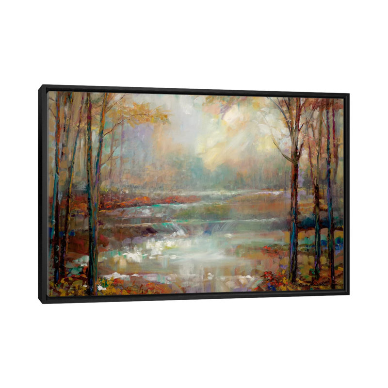 «Magical Spring» par Ruane Manning - reproduction d'art sur toile tendue, H 32 po x l 48 po, Toile avec cadre noir, Noir