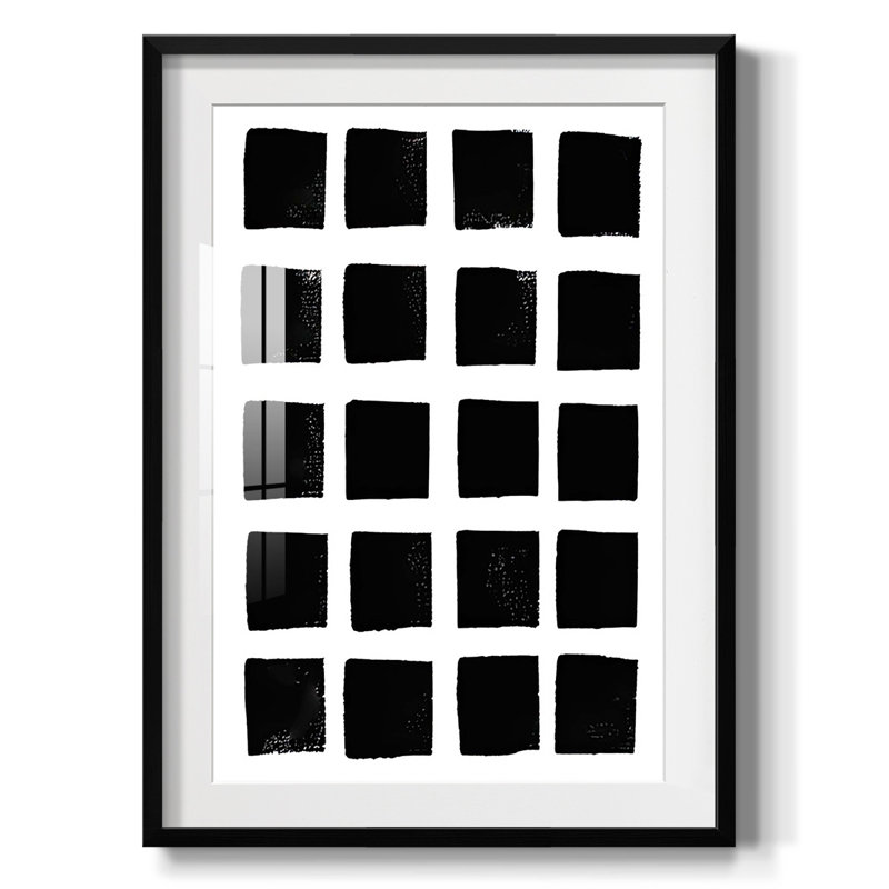 Square Print, White, Black Framed Paper