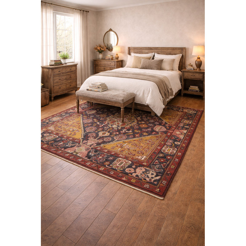 Purple-navy Tribal 4X8 Hamedan Oriental Area Rug