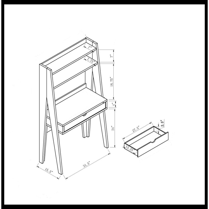 Mattson Ladder Desk with Hutch, Hazelnut