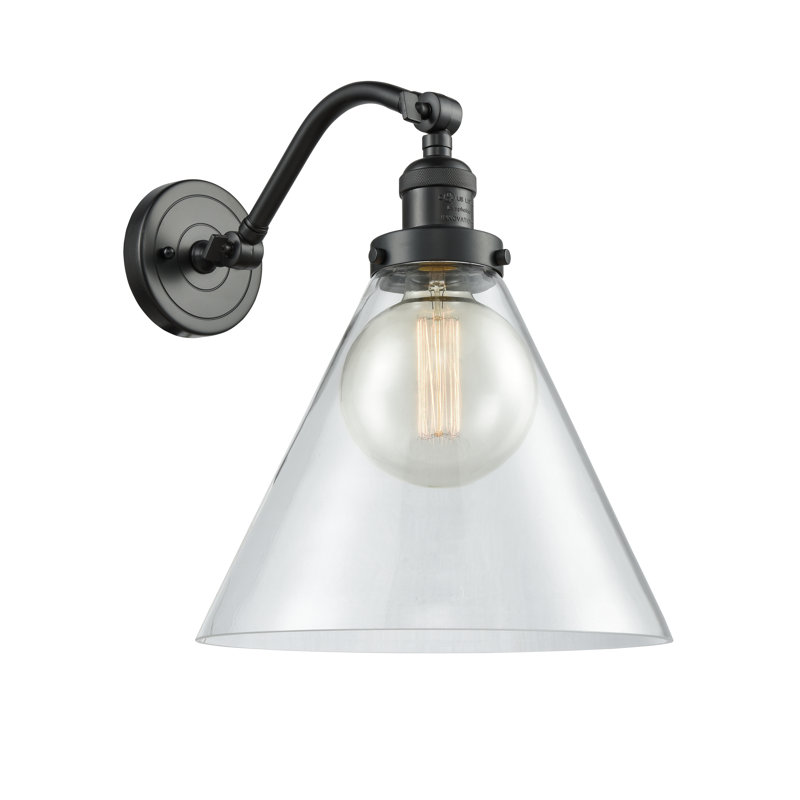 Applique murale 1 lumière Cone, Bronze frotté à l'huile, Ampoule à DEL rétro de 6 watts, Clair