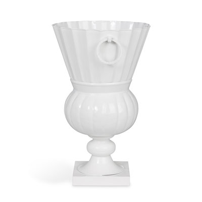 Atlas Outdoor Urn, Small, White Hydrangea