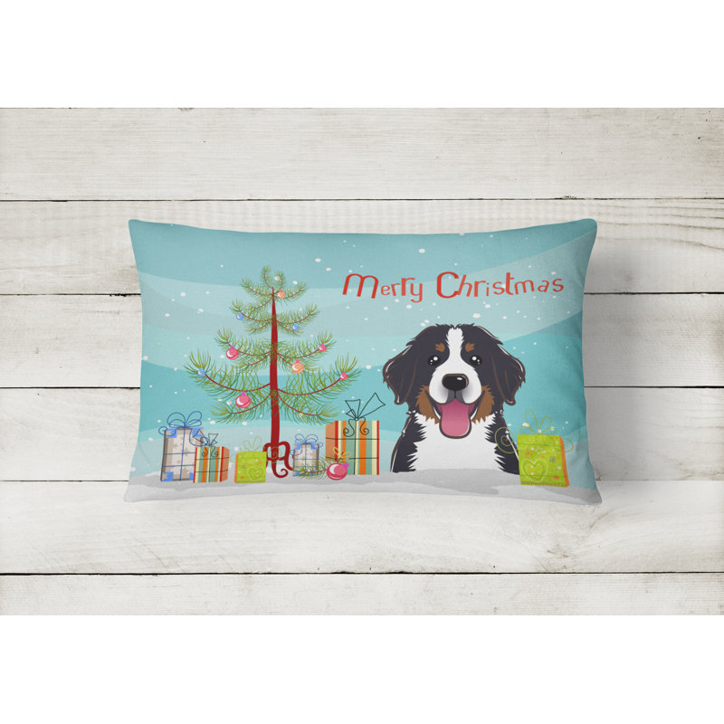  Coussin intérieur / extérieur Christmas Tree and Bernese Mountain Dog