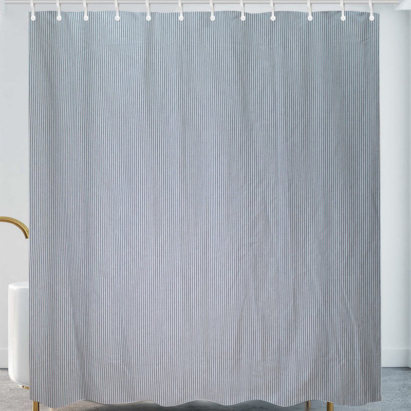 Ioannis Cotton Blend Striped Shower Curtain, 76" W x 72 L