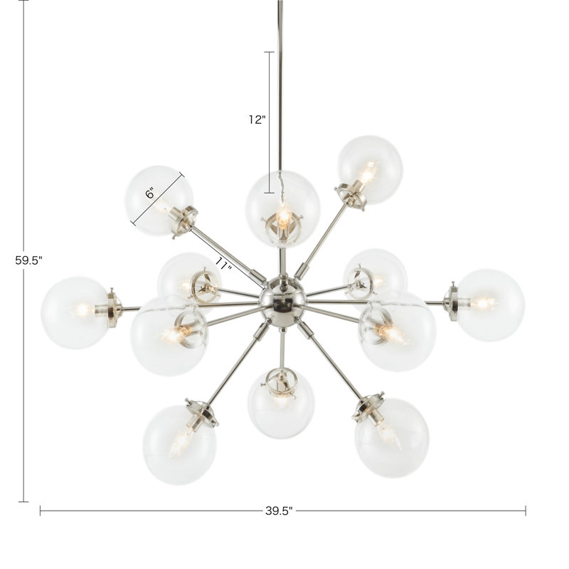Orrhaen 12-Light Chandelier with Oversized Globe Bulbs, Silver