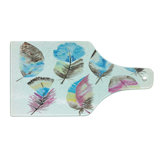 Ambesonne Feather Tempered Glass Cutting Board Abstract Boho Art Multicolor