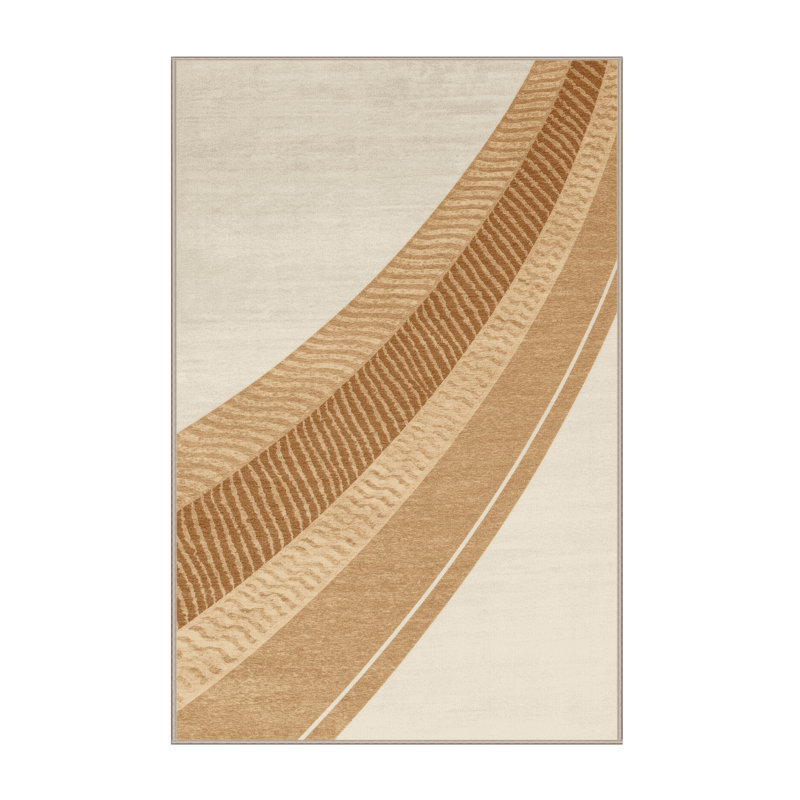 Machine Washable Paxton Triple Jump Modern & Contemporary Striped Rug in Beige – Beige Binding, 4x6