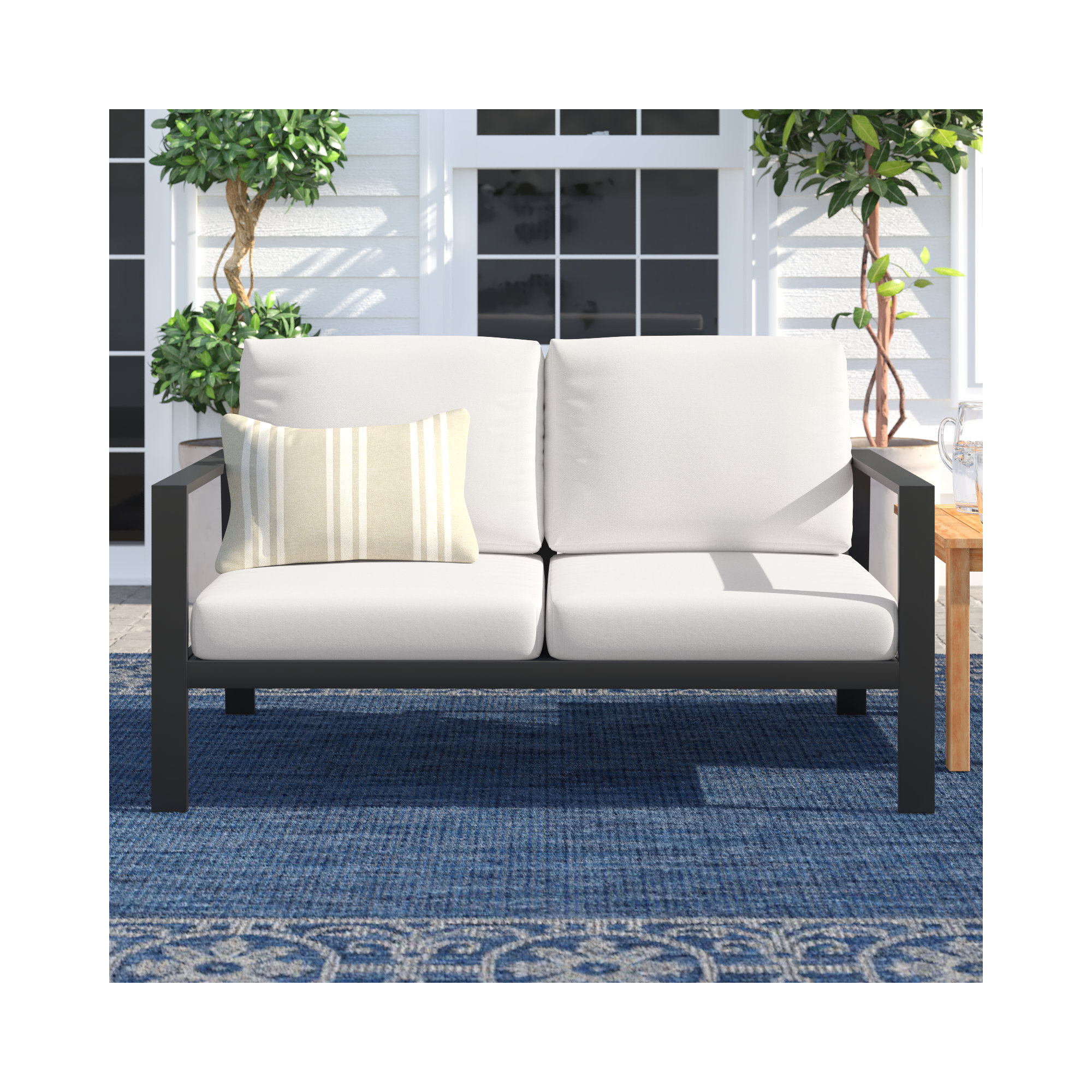 Townsend 55'' Wide Outdoor Loveseat with Sunbrella Cushions, Sunbrella Canvas Natural
