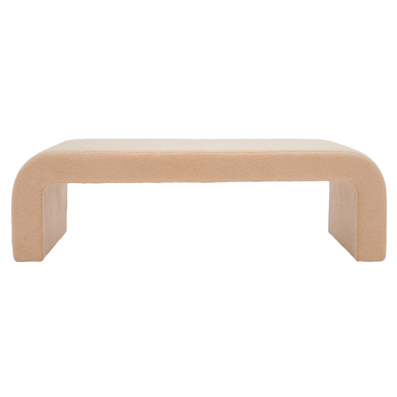 Daine 62" Upholstered Bench, Tan Faux Lambs Wool