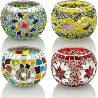 Handmade Mosaic Glass Tea Candle Holder