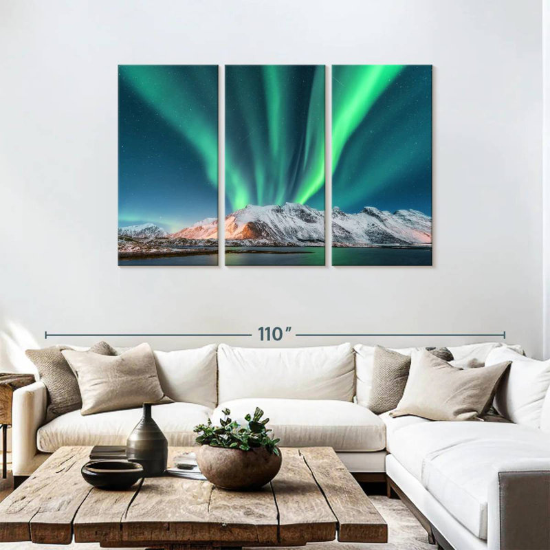 Alvord Lofoten Mountain Northern Lights, H 48 po x l 74 po