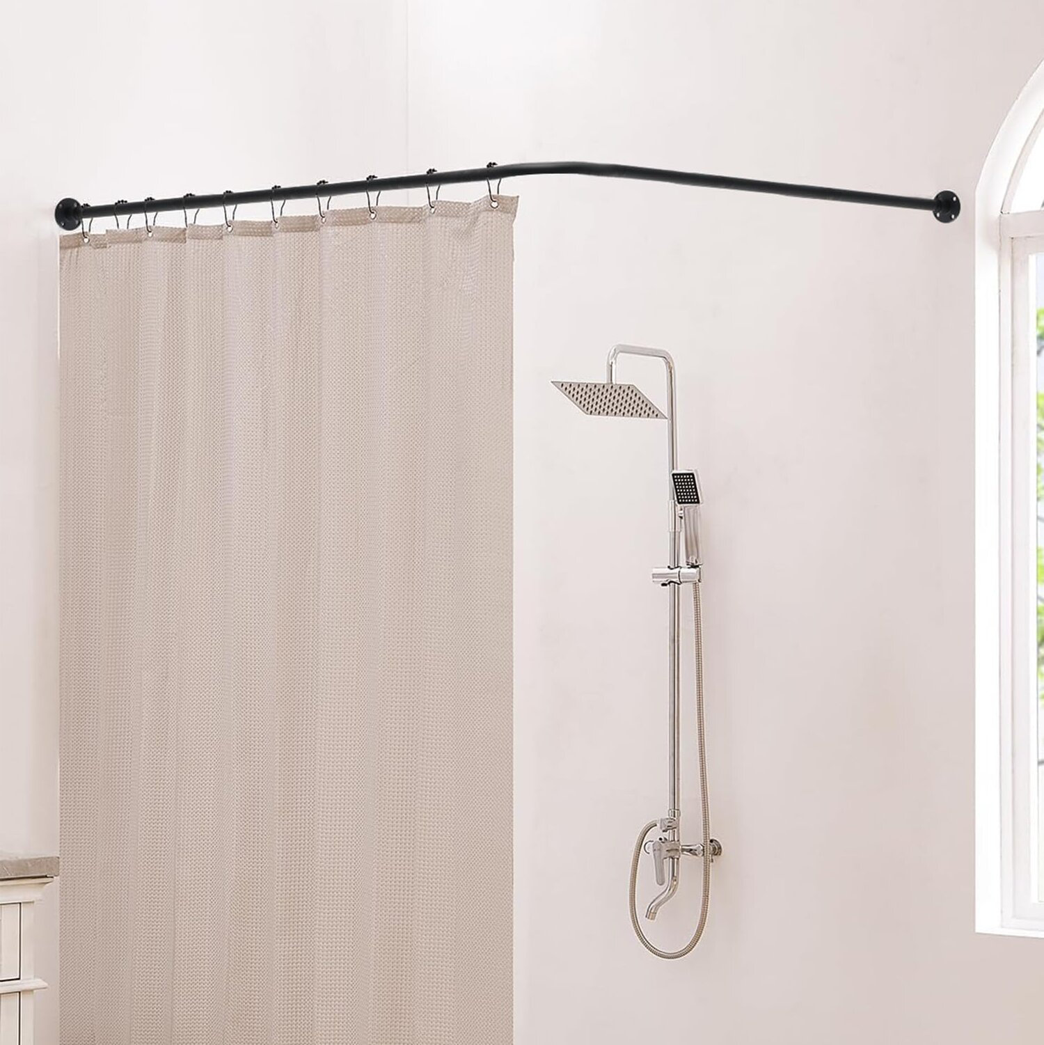 L Forme Tringle à Rideau de Douche, Extensible Angle Barre De Douche Inox, 60-101 cm Réglable Barre Rideau Douche pour Salle de Bain Baignoire,Magasin de Vêtements, Espace Privé,Installé Par Perçage L Forme Tringle à Rideau de Douche, Extensible Angle Barre De Douche Inox, 60-101 cm Réglable Barre Rideau Douche pour Salle de Bain Baignoire,Magasin de Vêtements, Espace Privé,Installé Par Perçage
