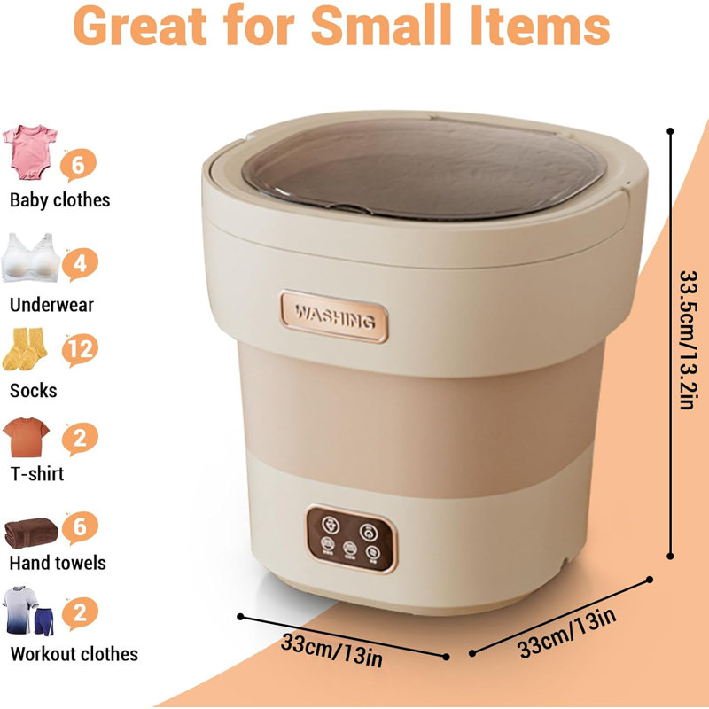 Mini Washing Machine and Dryer, 12L Foldable Mini Washer for Underwear, Upgraded Collapsible Washing Machine, for Baby Clothes Socks Apartment