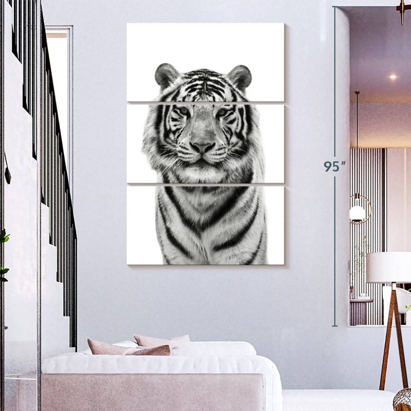 Brampt Monochrome Bengal Tiger, 74" H x 48" W