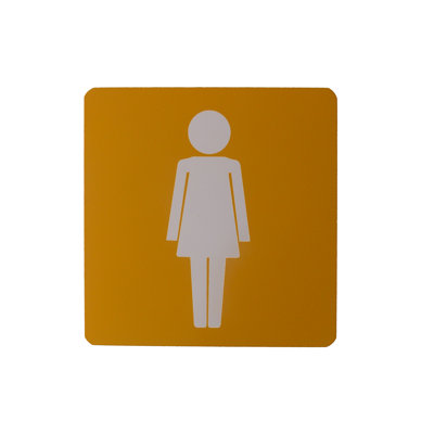 Yellow Female Toilet Sign Girl's Bathroom Sign Lady's Restroom Public Lavatory Sign