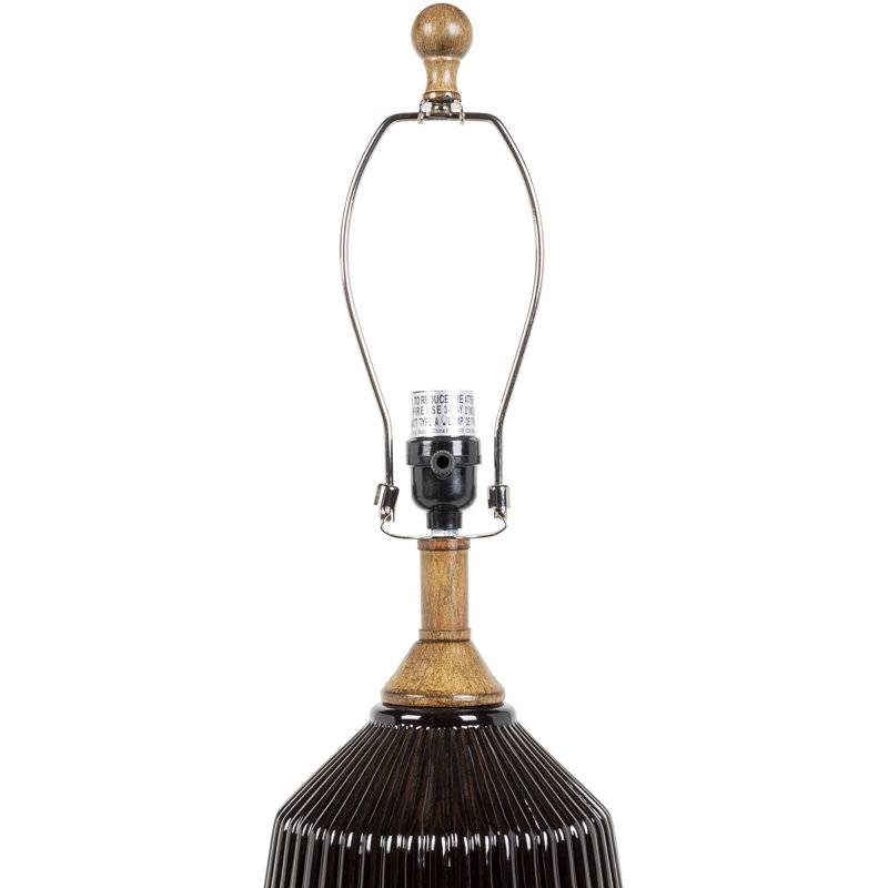 Black Ceramic Table Lamp with White Linen Shade
