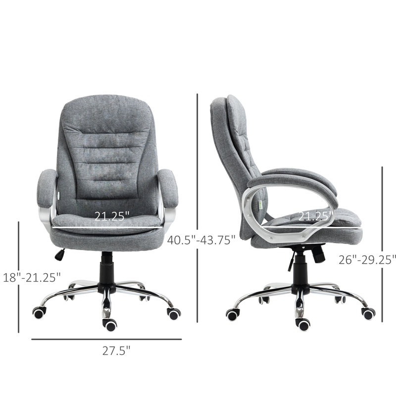 Grey Office Chair - Adjustable Height, Thick Padding Comfortable Computer With And Lumbar Relaxation In Seat Wide Relief Functionality Enhancement