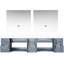 Meuble-lavabo double gris foncé 84 po X 22 po, comptoir en quartz blanc, 36 miroirs - fermeture en douceur et beaucoup d'espace de rangement avec des tiroirs spacieux de 36 po x P 22 po-1298628094