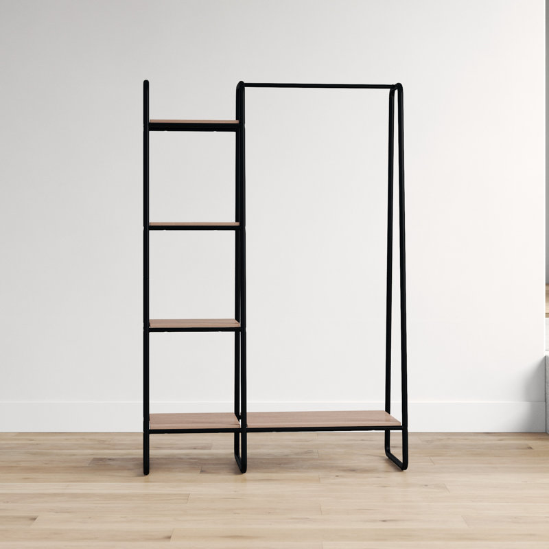 Multi-Shelf Metal Garment Rack, Black/Dark Brown