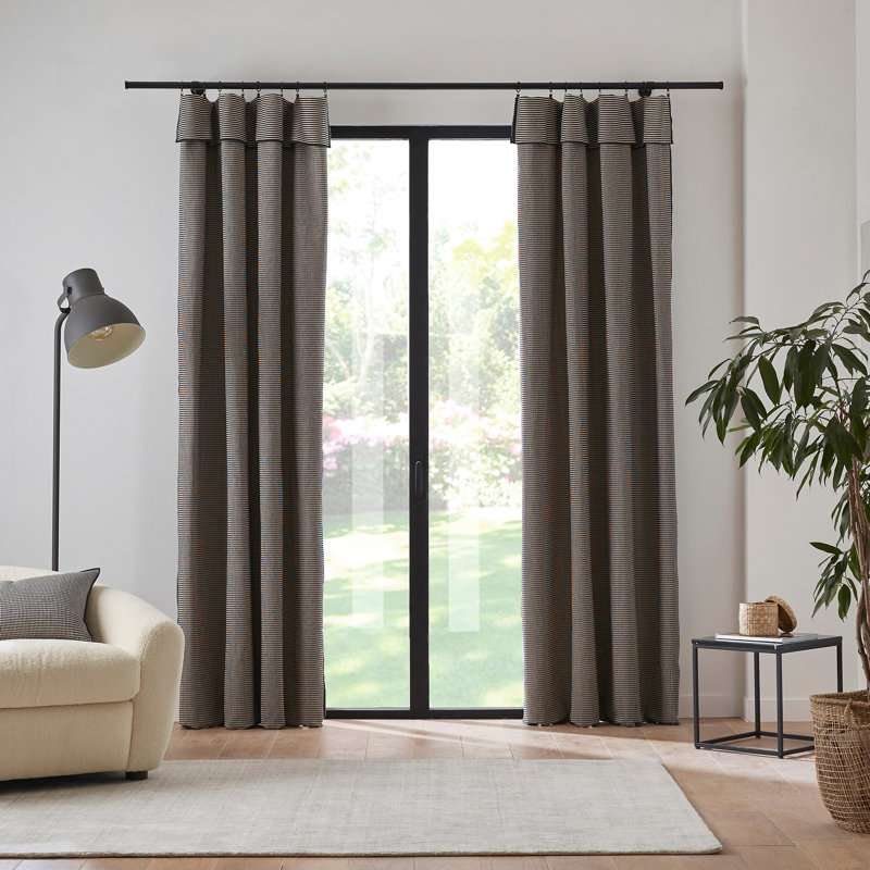 Donnie Cotton Room Darkening Curtain Single Panel, Natural/Grey