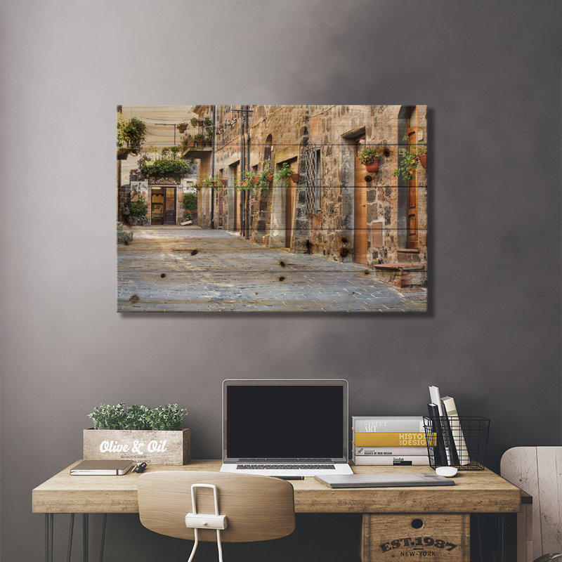 Village Street, Contignon, Sienne, Toscane, Italie, L 26 po x H 18 po