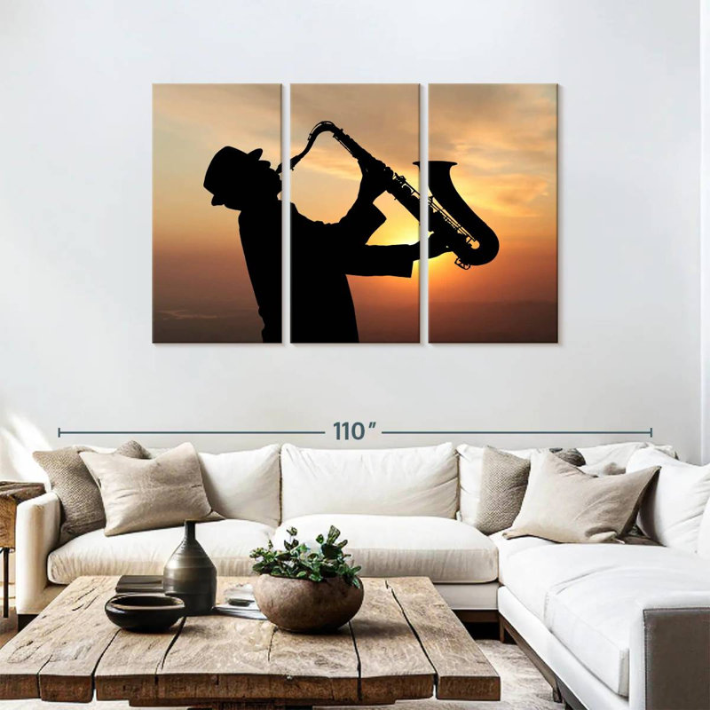Abarca Man Playing Saxophone, 48" H x 74" W