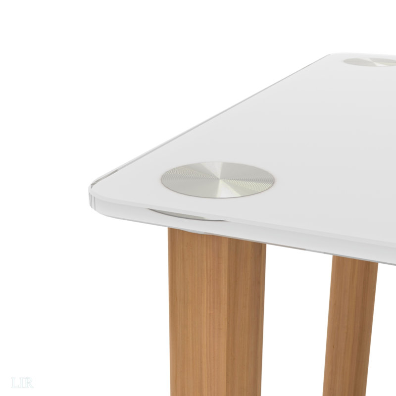 Table d'appoint 1 pièce blanche + chêne, table de bout à 2 niveaux, table de chevet moderne, canapé, table d'appoint avec tablette de rangement